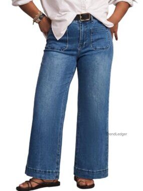 Plus Size High Waisted Straight Wide Leg Stretchy Denim Jeans Pants